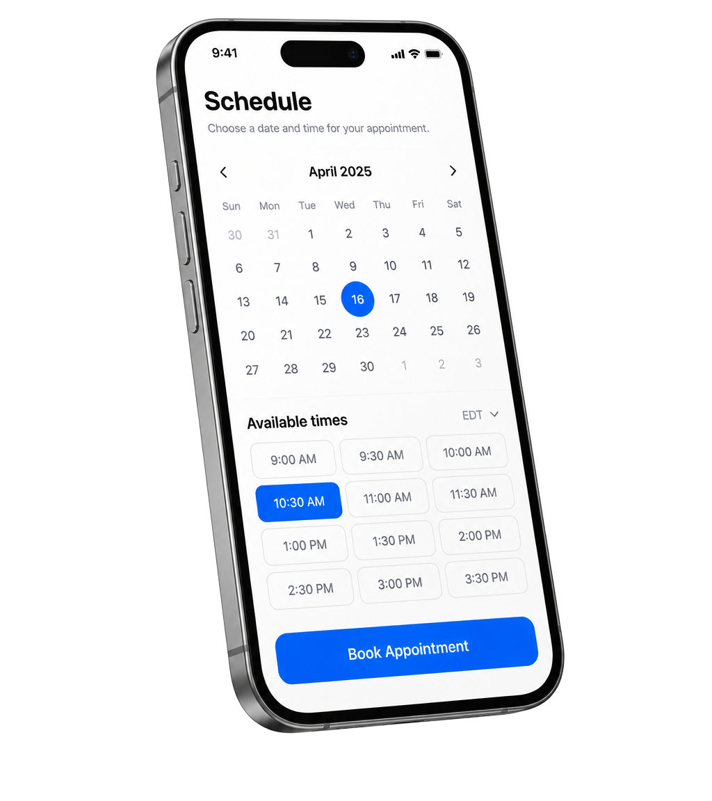 Projectsify booking calendar on a phone